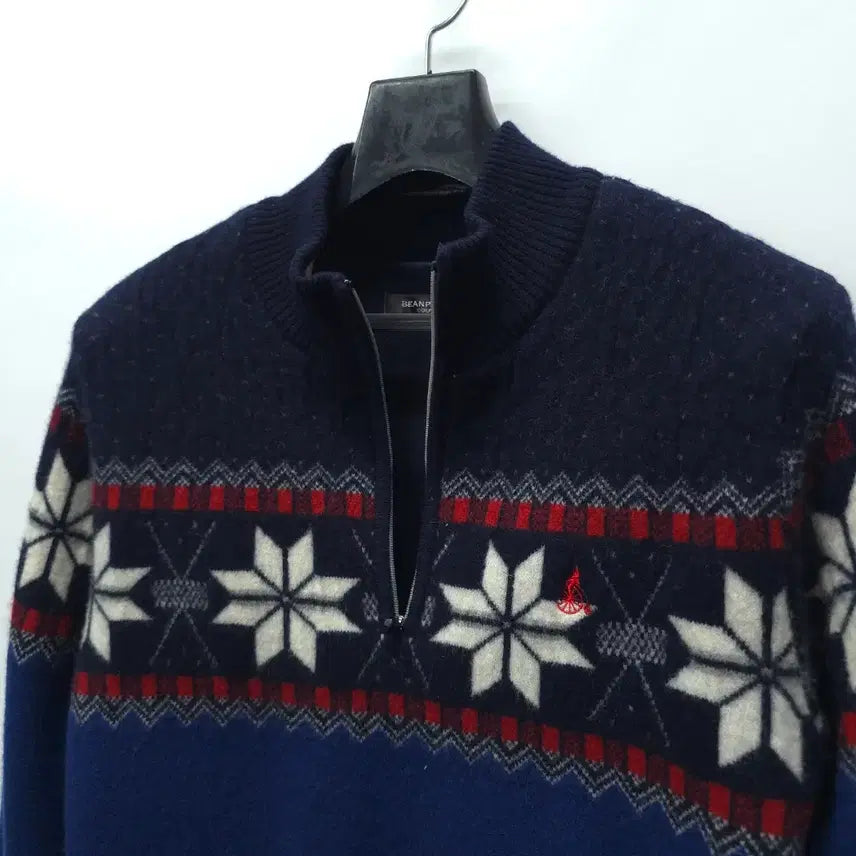 [BUNJANG] Beanpole Nordic Pattern Windproof Wool Knit Sweater / 빈폴 노르딕 패턴 반집업 방풍 울 니트 (95)