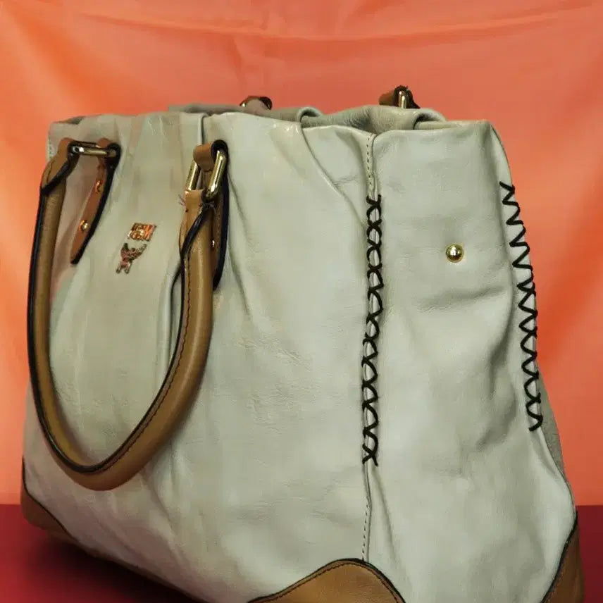 [BUNJANG] MCM Ivory & Brown Tote Bag / MCM 아이보리 & 브라운 토트백