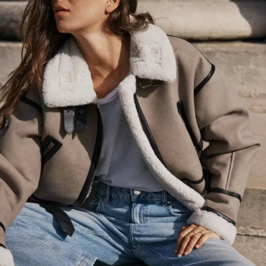 [BUNJANG] ZARA Double Faced Crop Jumper M / 자라 더블 페이스드 크롭 점퍼 무스탕 M