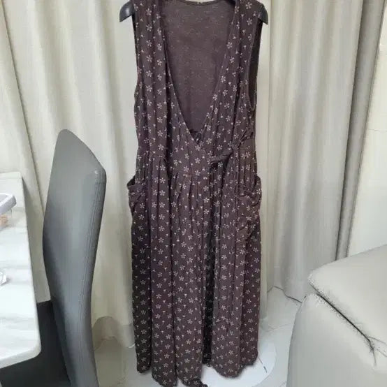 [SOLD OUT] 갈색 꽃무늬 랩 스타일 원피스 빅사이즈77 88 가능