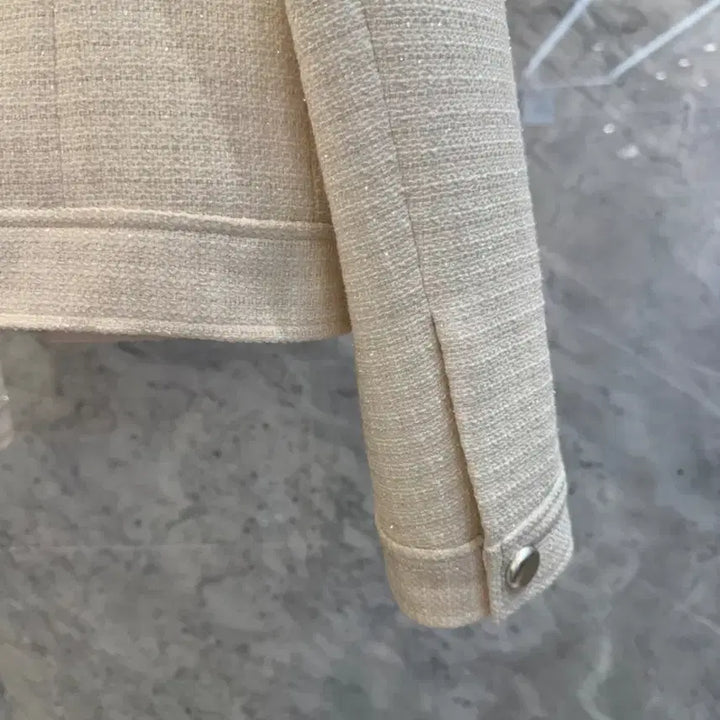 [BUNJANG] Js New York Style Ivory Tweed Jacket / js뉴욕스타일신상(당일발송)라운드 포켓 리본 포인트 아이보리 트위드자켓