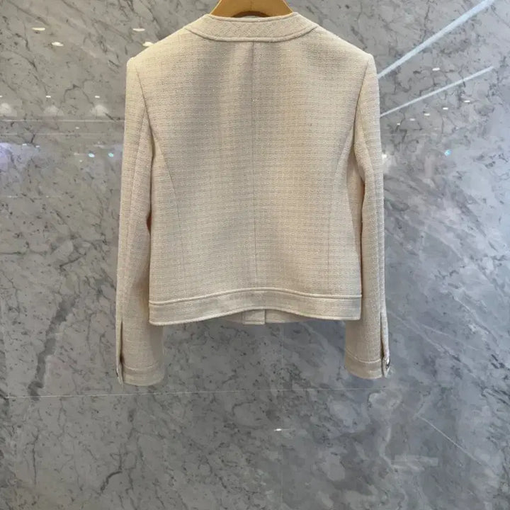 [BUNJANG] Js New York Style Ivory Tweed Jacket / js뉴욕스타일신상(당일발송)라운드 포켓 리본 포인트 아이보리 트위드자켓