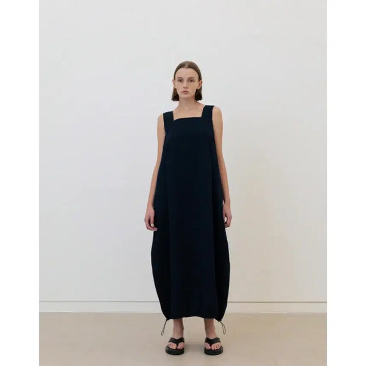[BUNJANG] 르 Seersucker Cocoon Shaped Dress (Navy) / 르 seersucker cocoon shaped ops (navy)
