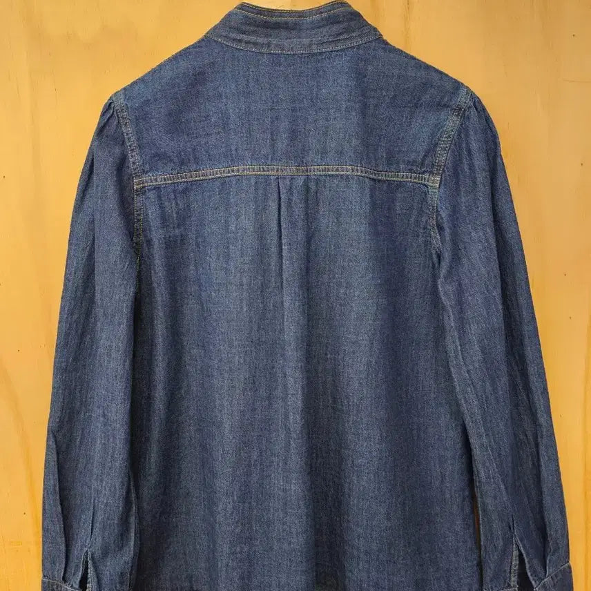 [BUNJANG] Unbranded Denim Ribbon Tie Blouse (New) / 리본타이 데님 블라우스 (새옷) 진청