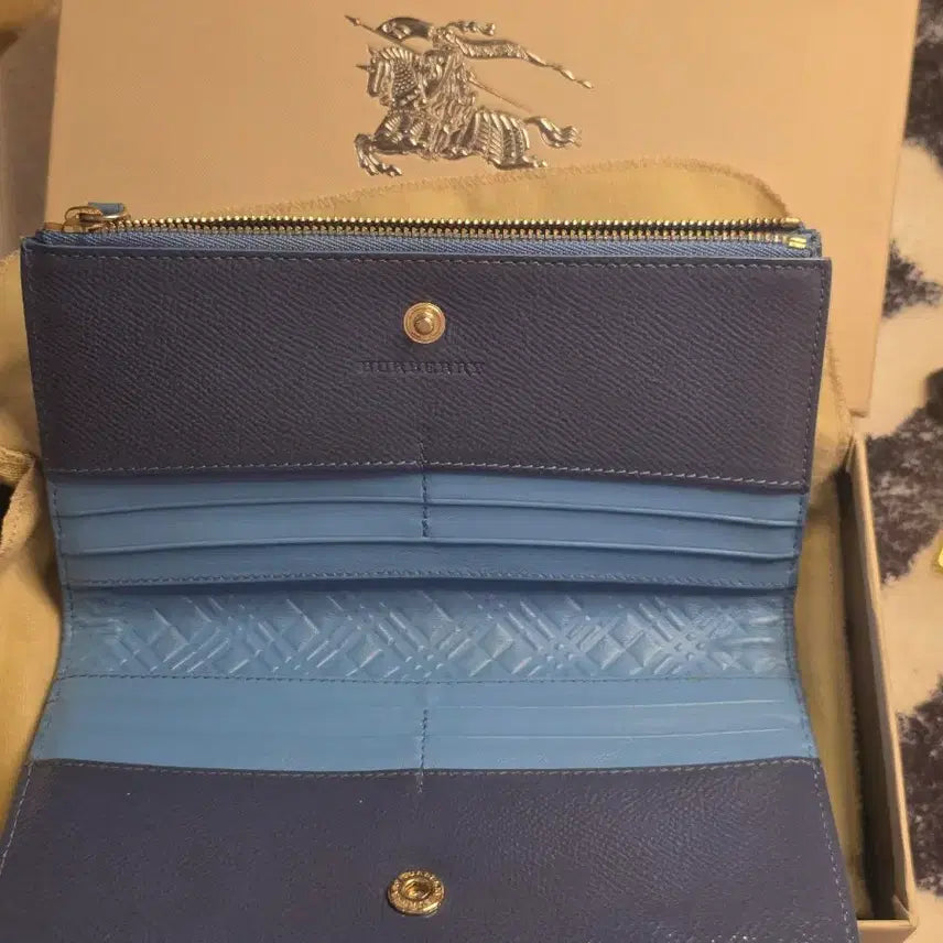 [BUNJANG] Burberry Blue Zipped Card Wallet Full Set / 정품) 버버리 블루 지퍼 카드지갑 풀세트
