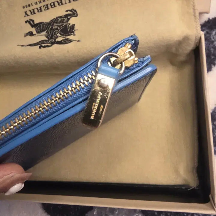 [BUNJANG] Burberry Blue Zipped Card Wallet Full Set / 정품) 버버리 블루 지퍼 카드지갑 풀세트