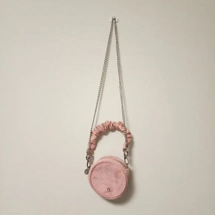 [BUNJANG] ANOUK Pink Round Chain Crossbody Bag / 어노브 핑크 원형 체인 크로스백