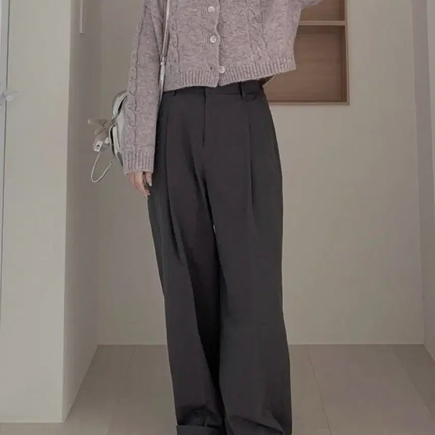[BUNJANG] [F] 하비언니 세미크롭 울 니트 가디건 보라 / [F] 하비언니 세미크롭 울 니트 가디건 보라