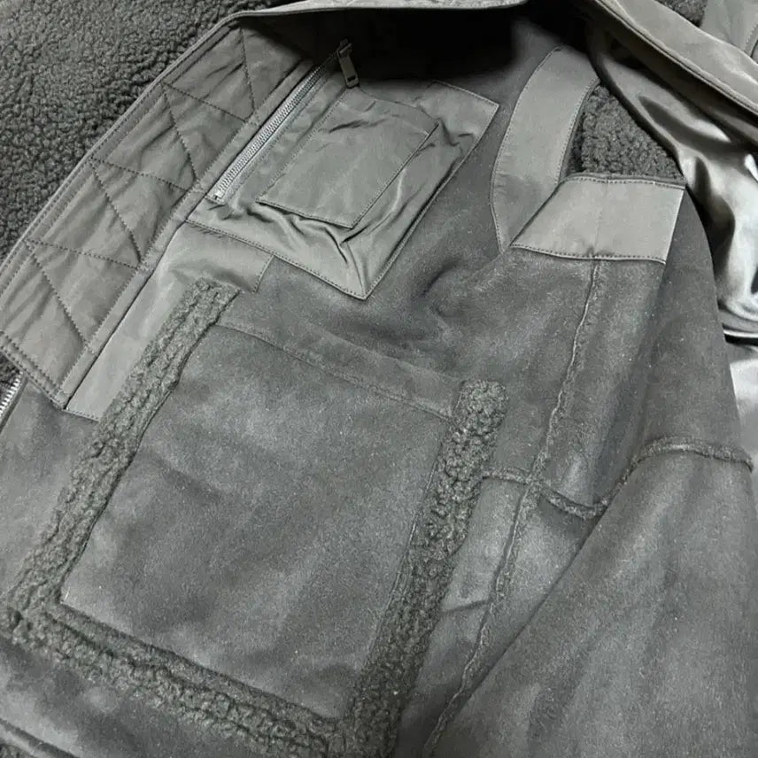 [BUNJANG] System Homme Layered M-65 Black Jacket / 시스템옴므 퍼 무스탕 레이어 마원 블랙