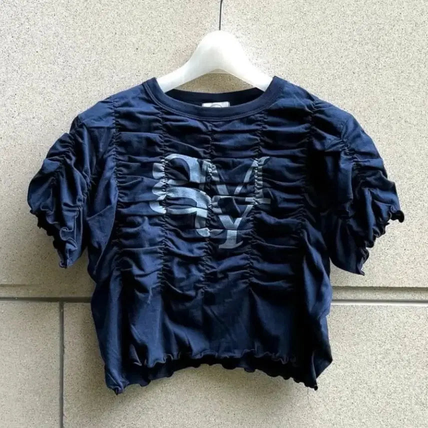 [BUNJANG] Cravity Serim BLUR STAR HALF TOP Navy Bundle Set / 세릭 BLUR STAR HALF TOP/김미더영 셔링 반팔티 네이비 일괄