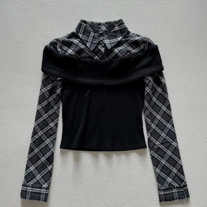 [BUNJANG] MIXXO Off-Shoulder Layered Shirt S Black / 미쏘 오프숄더 레이어드 셔츠 S 블랙