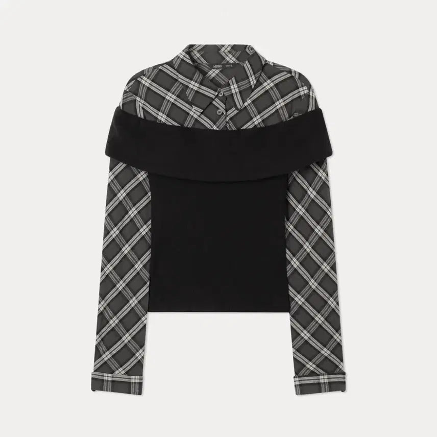 [BUNJANG] MIXXO Off-Shoulder Layered Shirt S Black / 미쏘 오프숄더 레이어드 셔츠 S 블랙