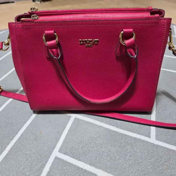[BUNJANG] Lovecat Tote Crossbody Bag (Pink) / 러브캣 토트겸 크로스백 (핑크