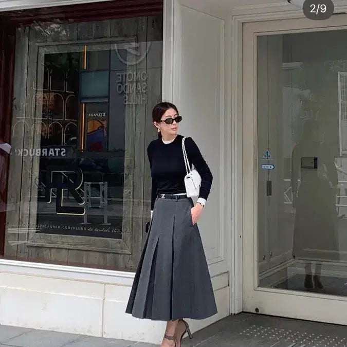 [BUNJANG] Suamar Khan Inverted Pleated Skirt / 수아마르스커트  수아마르 수아마르울플리츠스커트 Khan Inverted