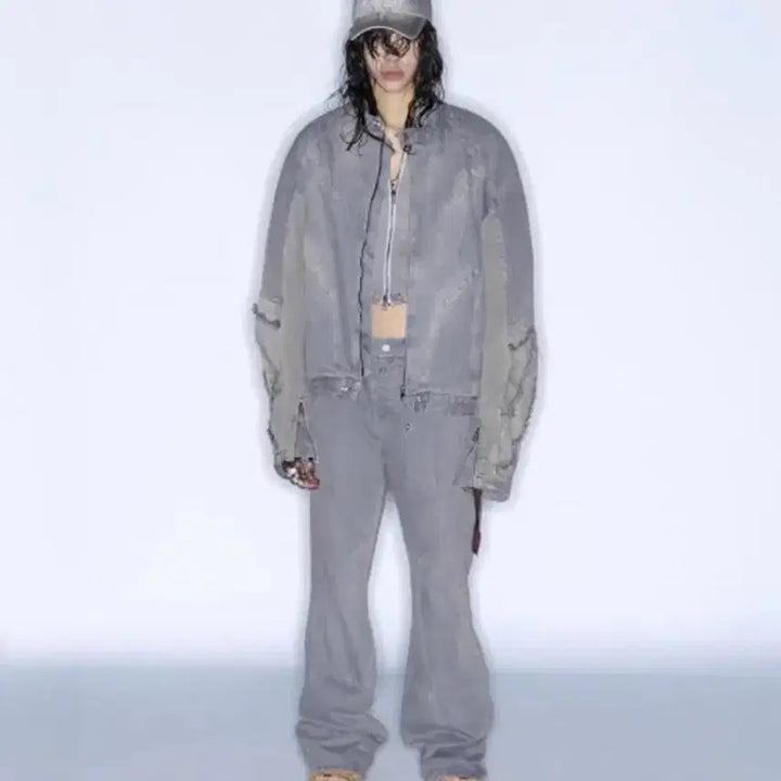 [BUNJANG] Cost Per Kilo V4 Motor Jacket Indigo Grey / 코스트퍼킬로 V4모터자켓 인디고 그레이