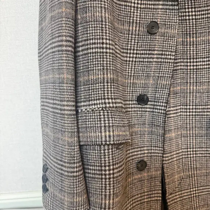 [BUNJANG] Toniq Crewdo Check Cutting Coat / 토니웩 크루도 체크 커팅코트