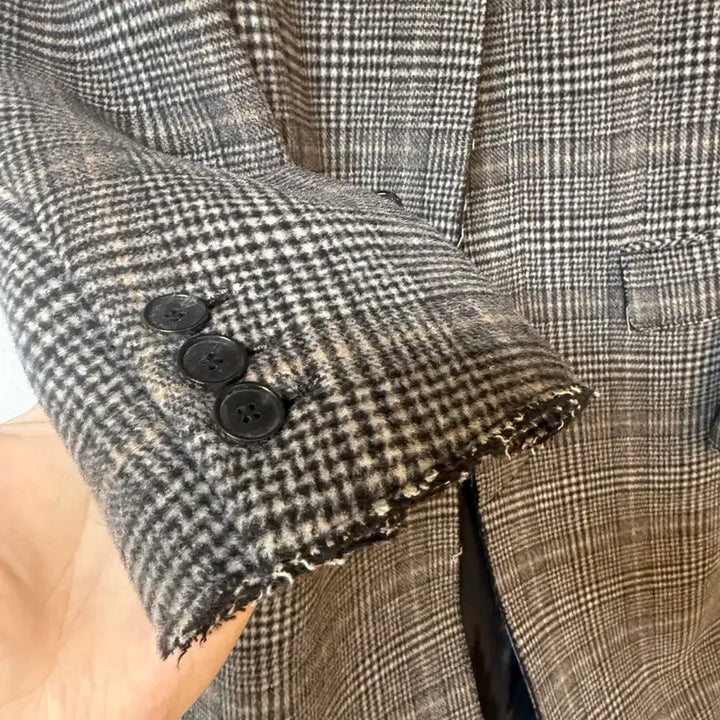 [BUNJANG] Toniq Crewdo Check Cutting Coat / 토니웩 크루도 체크 커팅코트