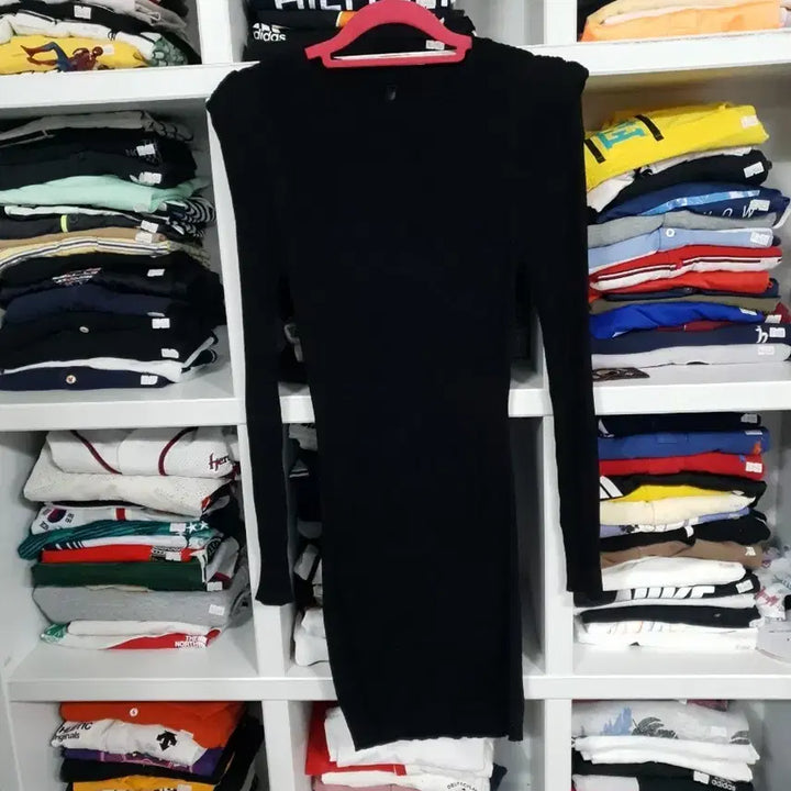 [BUNJANG] Black Long Sleeve Knit Dress / 블랙 롱 슬리브 니트 원피스