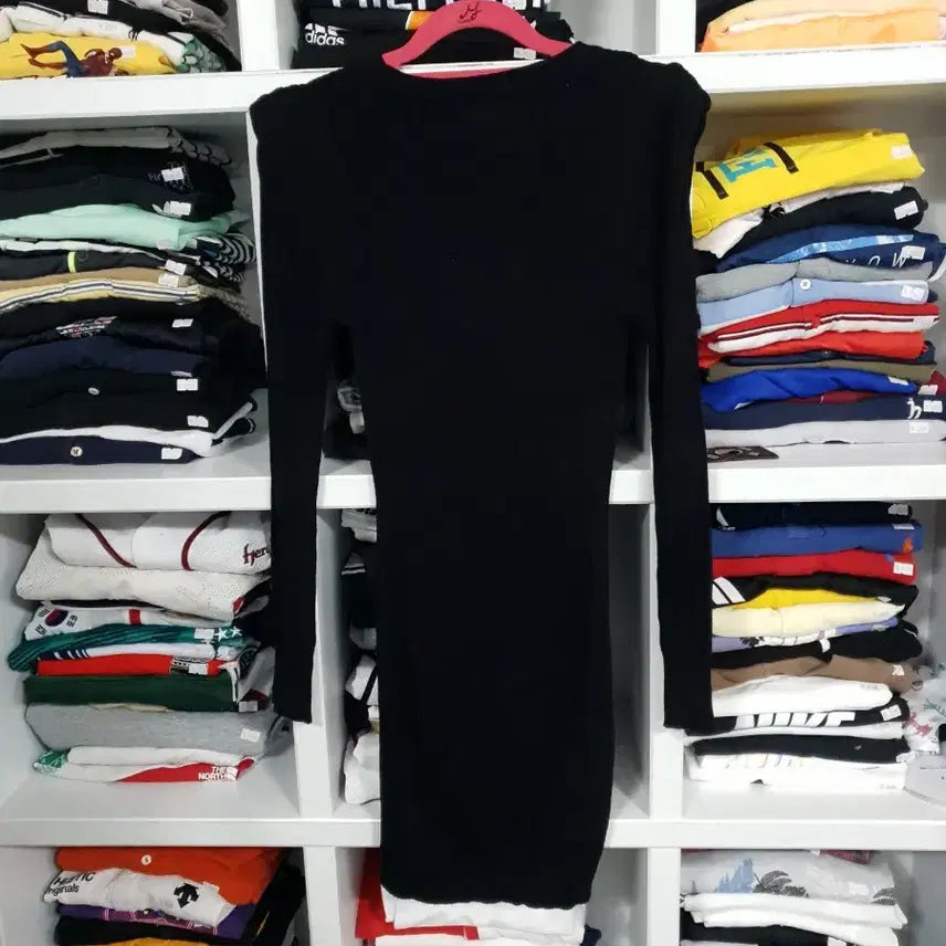 [BUNJANG] Black Long Sleeve Knit Dress / 블랙 롱 슬리브 니트 원피스