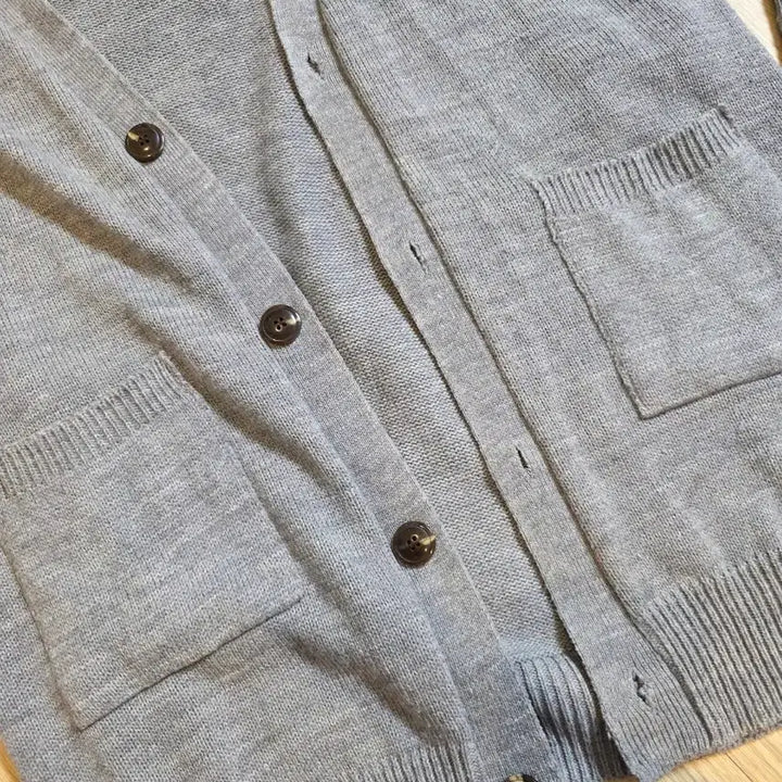 [BUNJANG] Gray V-neck Knit Cardigan XL / 회색 브이넥 니트 가디건 XL