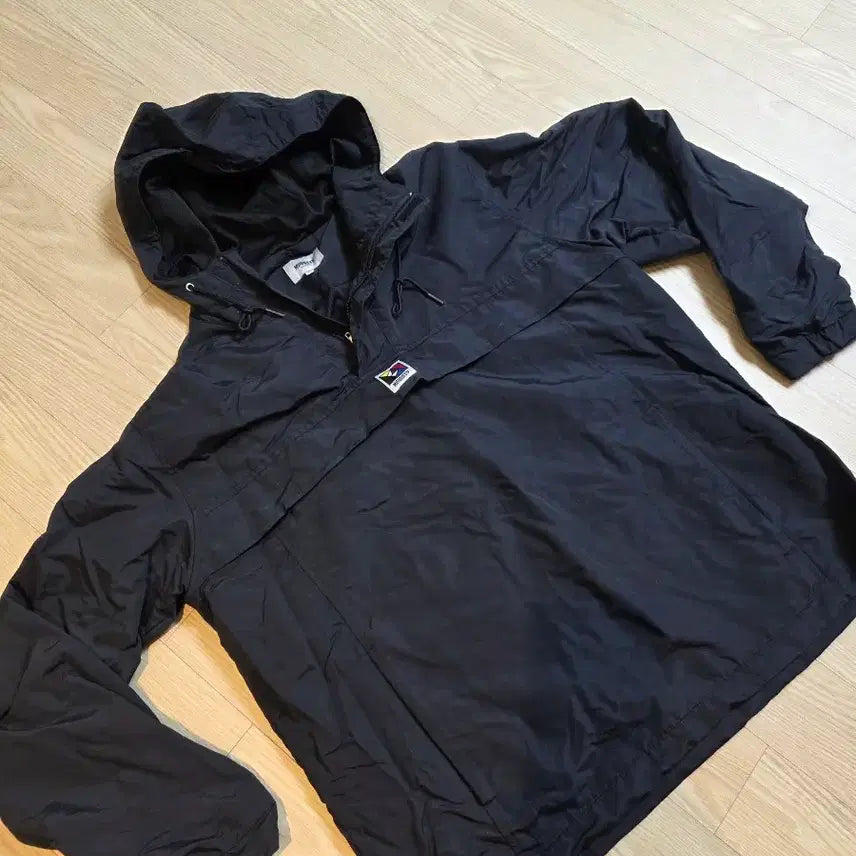 [BUNJANG] Modesty Black Anorak Hooded Windbreaker Jacket / 모데스티 블랙 아노락 후드 바람막이