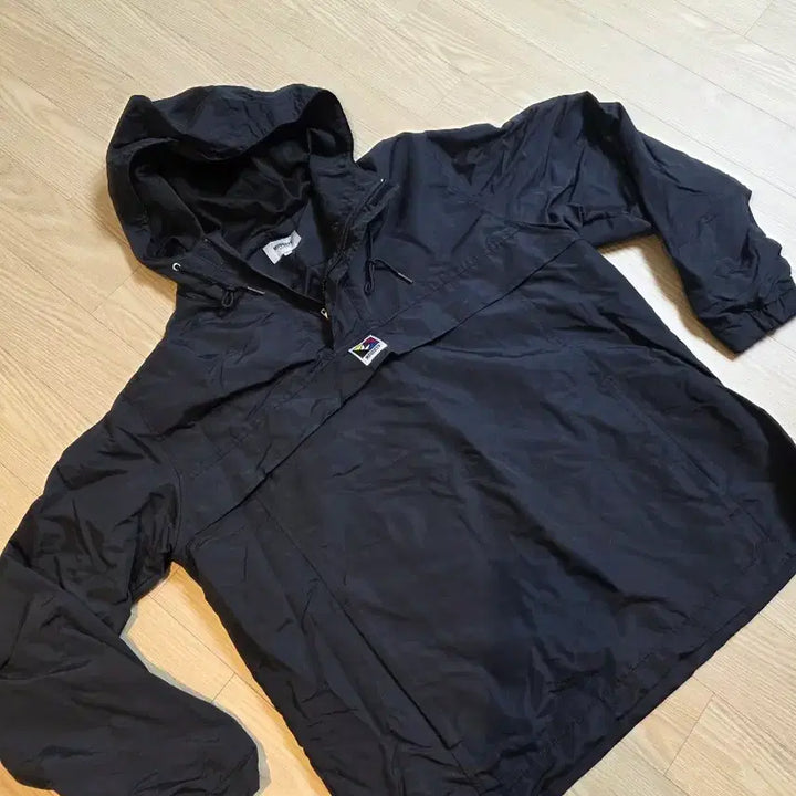 [BUNJANG] Modesty Black Anorak Hooded Windbreaker Jacket / 모데스티 블랙 아노락 후드 바람막이