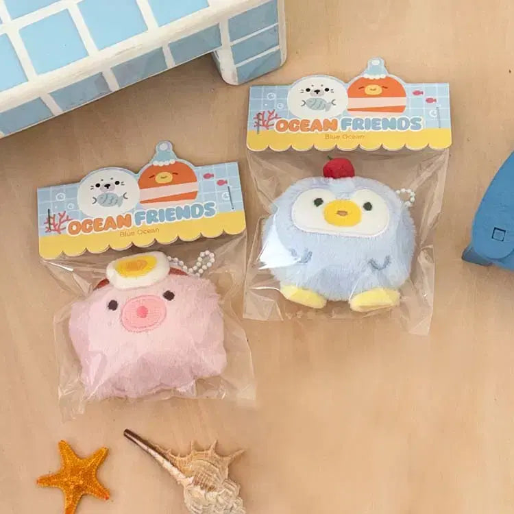[BUNJANG] Ocean Friends Sea Animal Keyring / 오션 프렌즈 인형키링 / 씨월드 바다동물 문어 물범 니모 고래 워터파크