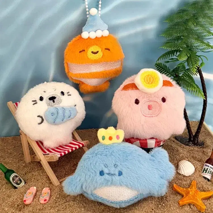 [BUNJANG] Ocean Friends Sea Animal Keyring / 오션 프렌즈 인형키링 / 씨월드 바다동물 문어 물범 니모 고래 워터파크