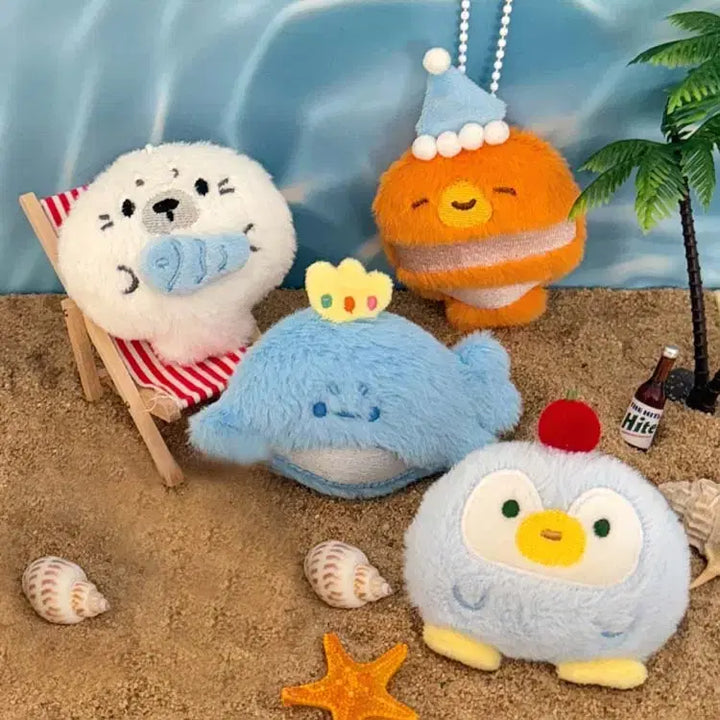 [BUNJANG] Ocean Friends Sea Animal Keyring / 오션 프렌즈 인형키링 / 씨월드 바다동물 문어 물범 니모 고래 워터파크