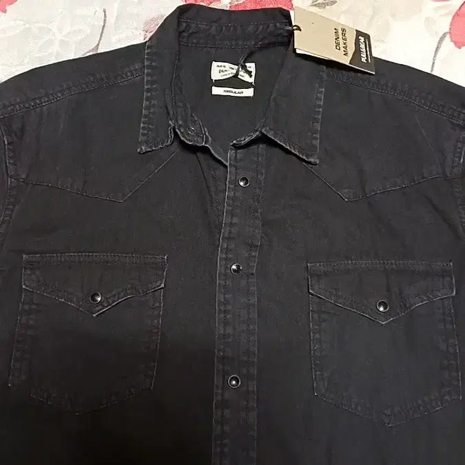 [BUNJANG] Pull&Bear Black Shirt / 풀앤베어 미사용 워싱블랙남방 110 가슴64 기장78