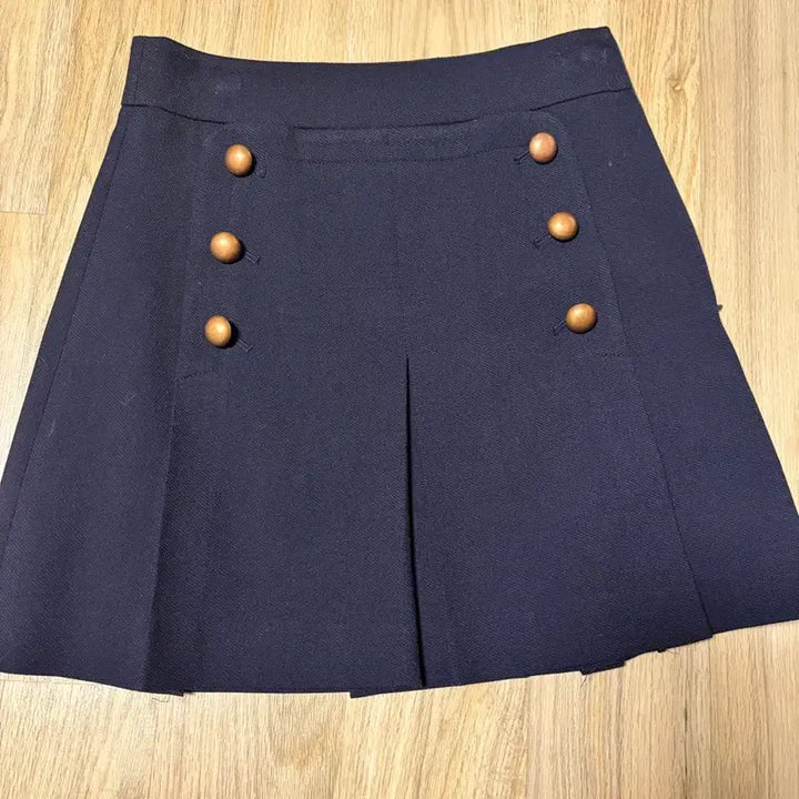 [BUNJANG] Navy Gold Button Midi Skirt / 네이비 스커트 금장 단추