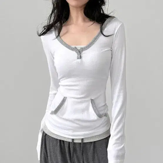 [BUNJANG] Local Mansion V-Neck Line Pocket Hoodie / 로컬맨션 브이넥 라인 포켓 후디