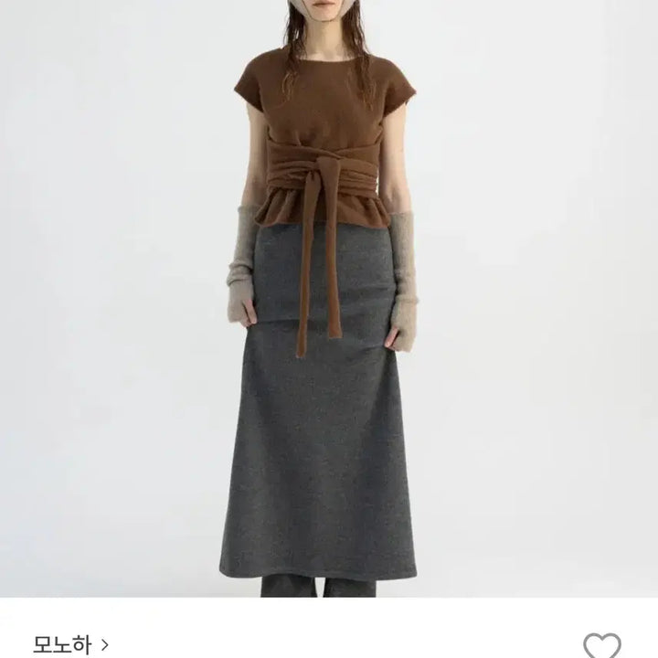 [BUNJANG] Monoha Ribbed Long Skirt Gray / 모노하 리브드 롱스커트 그레이