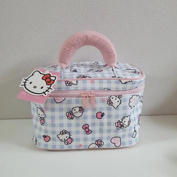 [BUNJANG] Sanrio Hello Kitty Face Pattern Check Pouch / 산리오 헬로키티 패턴 체크 파우치