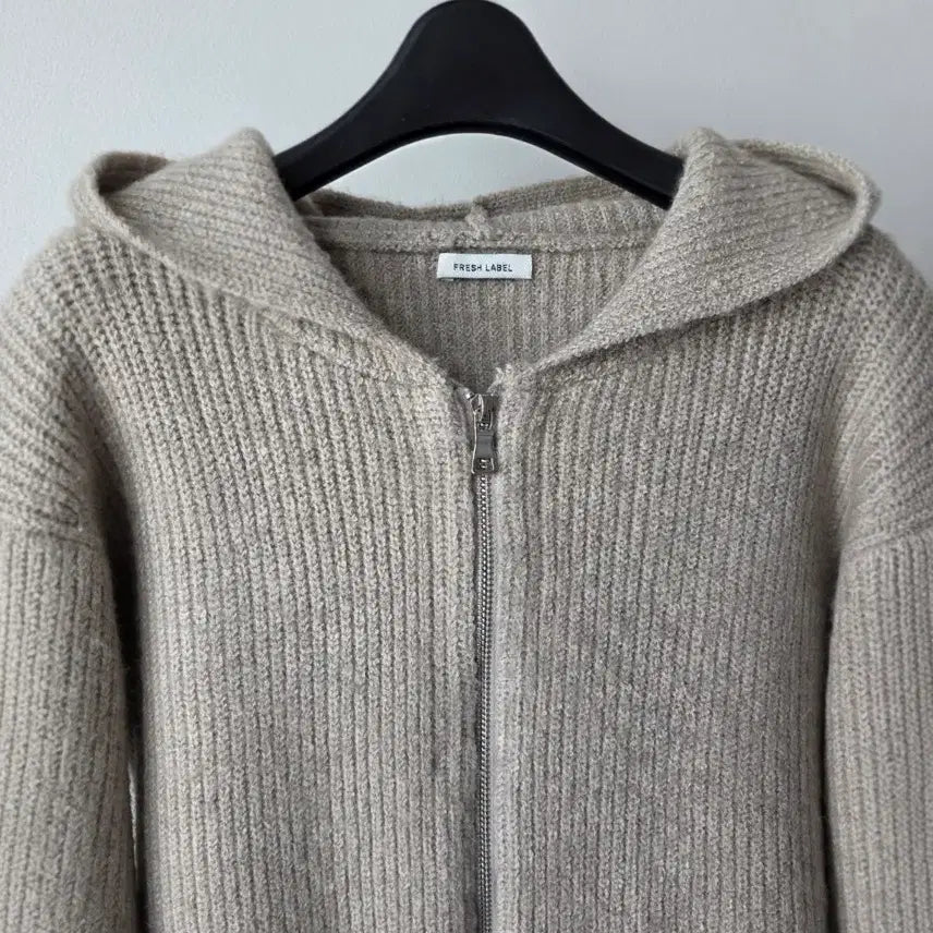 [BUNJANG] FRESH LABEL Knit Hooded Zip-Up Jumper Jacket / FRESH LABEL 니트 후드 집업 점퍼 자켓-F(상태굿)