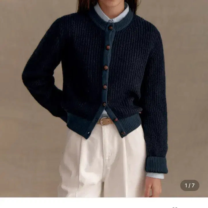 [BUNJANG] PVIL Navy Knit Cardigan / 프리베일 PVIL 네이비 니트 가디건 FREE