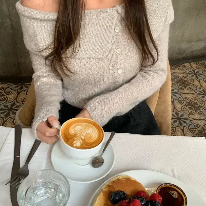 [BUNJANG] リエッテ Noel Off-shoulder Knit Top / 리에뜨 노엘 오프숄더 니트