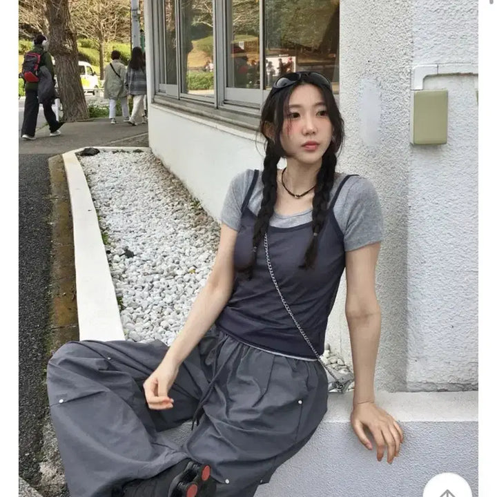 [BUNJANG] Heina Na Silver Rivet Pintuck Wide Pants / 헤이나나 실버리벳 핀턱 바스락 와이드