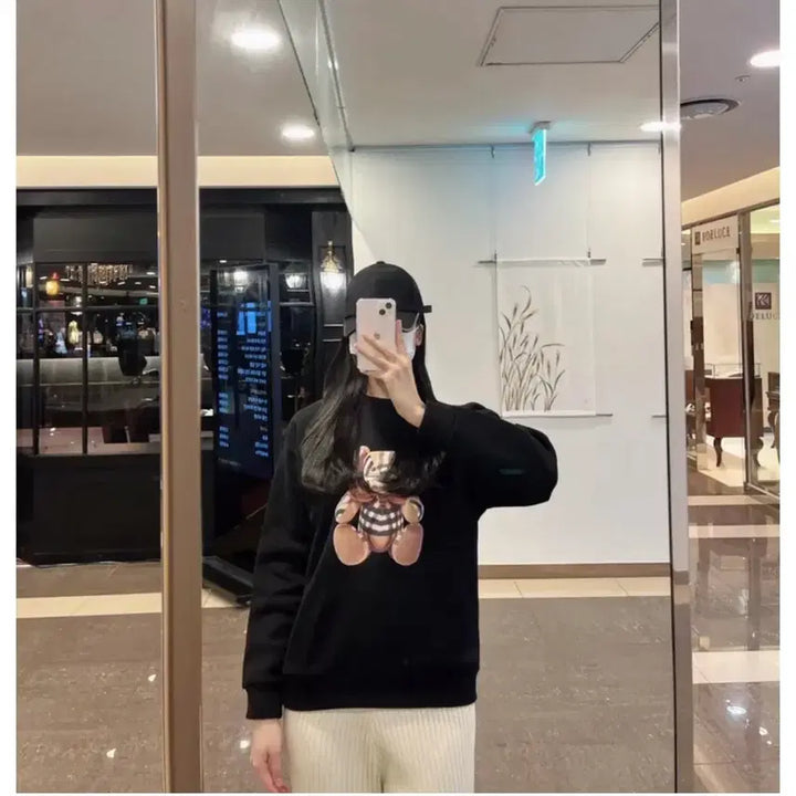 [BUNJANG] Checkered Teddy Bear Sweatshirt Burberry Style / 체크 테디베어 맨투맨 버버리st