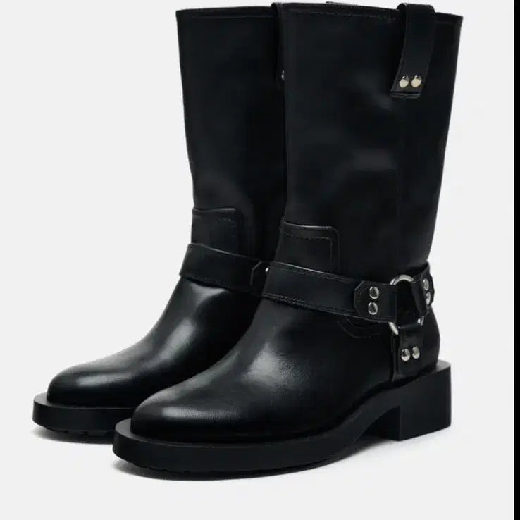 [BUNJANG] ZARA Flat Biker Ankle Boots / 새상품) 240 EU37 자라 플랫 바이커 앵클부츠