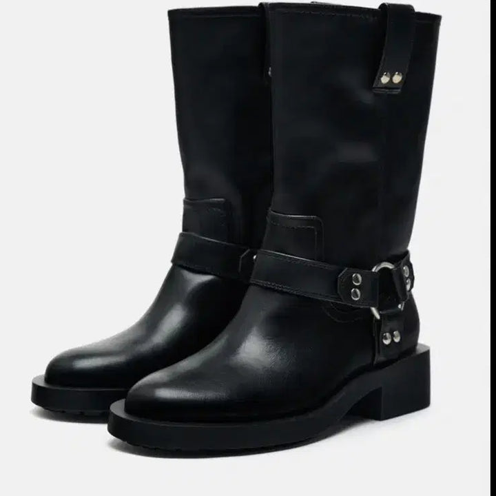 [BUNJANG] ZARA Flat Biker Ankle Boots / 새상품) 240 EU37 자라 플랫 바이커 앵클부츠