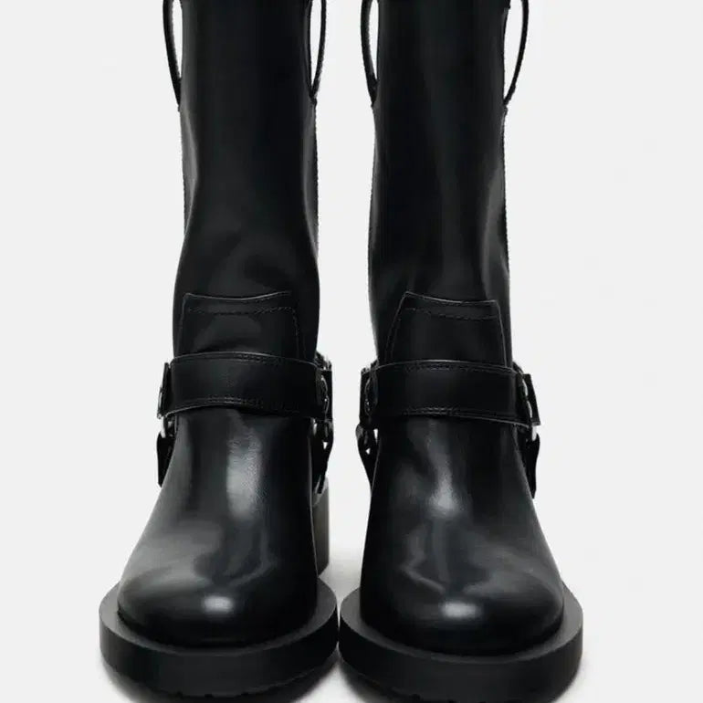 [BUNJANG] ZARA Flat Biker Ankle Boots / 새상품) 240 EU37 자라 플랫 바이커 앵클부츠