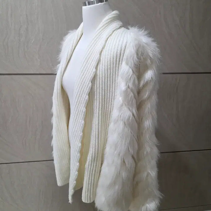 [BUNJANG] Luxury White Knit Fur Jacket (Size: 55-77) / 럭셔리 화이트 니트 퍼자켓 55~77