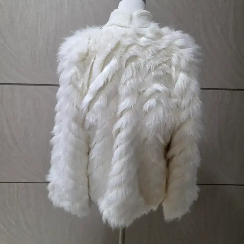 [BUNJANG] Luxury White Knit Fur Jacket (Size: 55-77) / 럭셔리 화이트 니트 퍼자켓 55~77