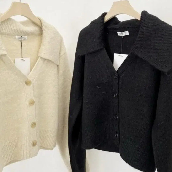 [BUNJANG] TOATEE Black Big Collar Knit Cardigan / TOATEE 블랙 빅카라 니트 가디건