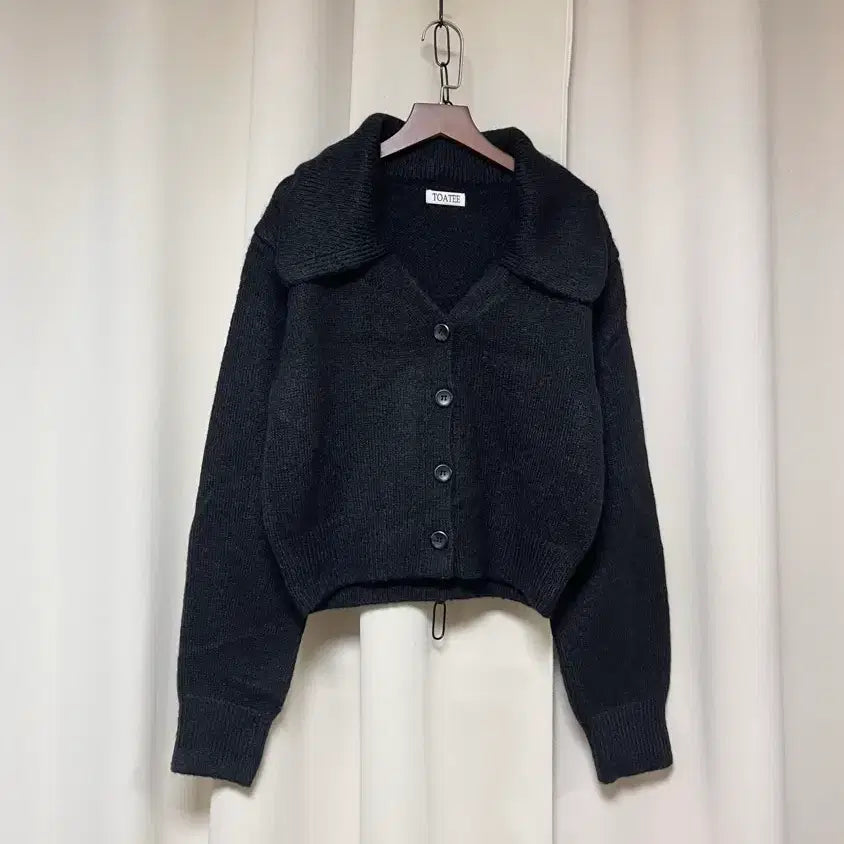 [BUNJANG] TOATEE Black Big Collar Knit Cardigan / TOATEE 블랙 빅카라 니트 가디건