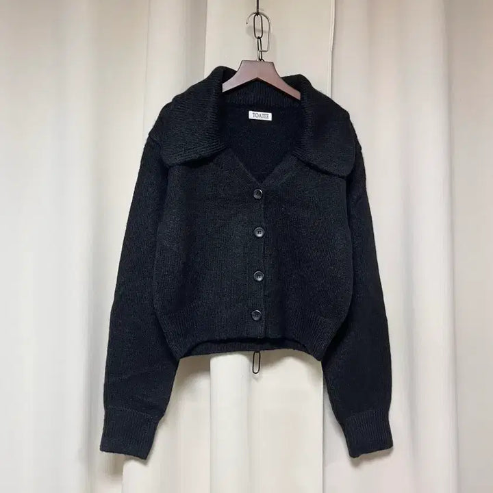 [BUNJANG] TOATEE Black Big Collar Knit Cardigan / TOATEE 블랙 빅카라 니트 가디건