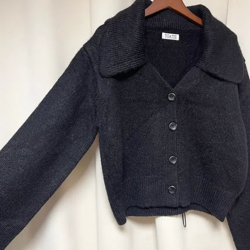[BUNJANG] TOATEE Black Big Collar Knit Cardigan / TOATEE 블랙 빅카라 니트 가디건