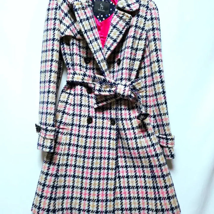 [BUNJANG] Hazzys Angora Check Coat / 헤지스 앙고라 체크 울100% 앙고라코트+벨트포함