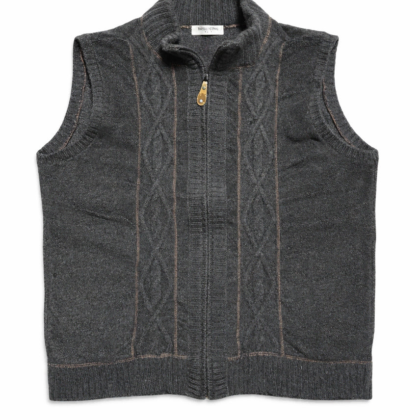 [BUNJANG] Vintage Cable Knit Pattern Vest / JPN 00s 일본 빈티지 울 케이블 니트 패턴 조끼 플리스 베스트